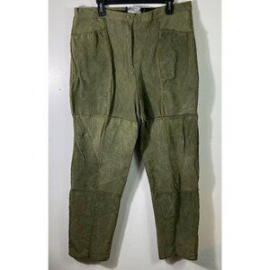 Womens Vintage Selene Sport Suede Crochet Patchwork Pants‎ Wool Green 16